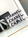 Chanel 25C Mini Classic Handbag A69900 letter shape Silver shiny sequin