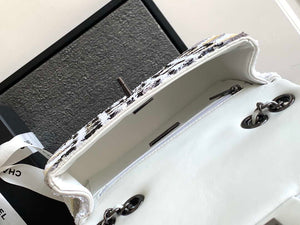 Chanel 25C Mini Classic Handbag A69900 letter shape Silver shiny sequin - Default Title - View 8