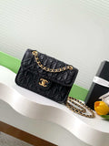 Chanel 25C Mini Flap Bag Metallized Braided Calfskin & Gold-Tone AS4797 Black