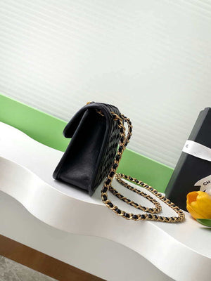 Chanel 25C Mini Flap Bag Metallized Braided Calfskin & Gold-Tone AS4797 Black - Default Title - View 3