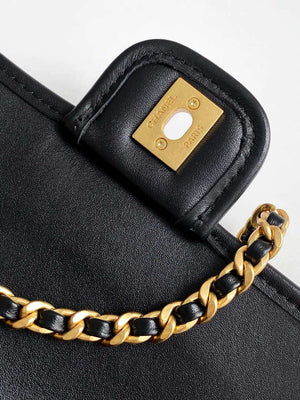 Chanel 25C Mini Flap Bag Metallized Braided Calfskin & Gold-Tone AS4797 Black - Default Title - View 7