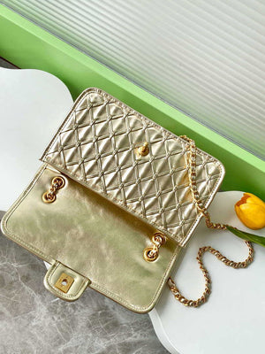Chanel 25C Flap Bag Metallized Braided Calfskin & Gold-Tone AS4795 Gold - Default Title - View 7