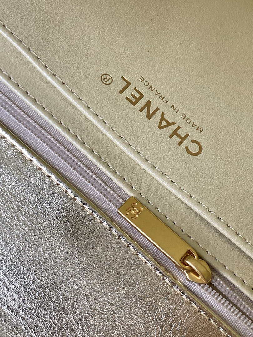Chanel 25C Flap Bag Metallized Braided Calfskin & Gold-Tone AS4795 Gold