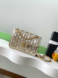 Chanel 25C Mini Flap Bag Metallized Braided Calfskin & Gold-Tone AS4797 Gold