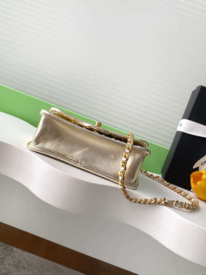 Chanel 25C Mini Flap Bag Metallized Braided Calfskin & Gold-Tone AS4797 Gold - Default Title - View 3