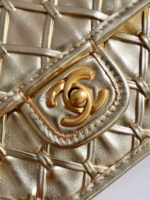 Chanel 25C Mini Flap Bag Metallized Braided Calfskin & Gold-Tone AS4797 Gold - Default Title - View 5