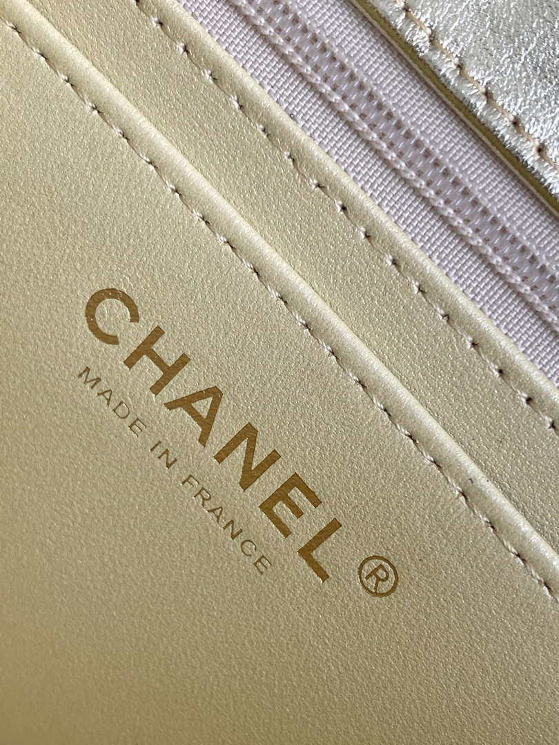 Chanel 25C Mini Flap Bag Metallized Braided Calfskin & Gold-Tone AS4797 Gold