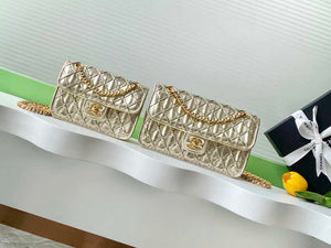 Chanel 25C Mini Flap Bag Metallized Braided Calfskin & Gold-Tone AS4797 Gold - Default Title - View 10