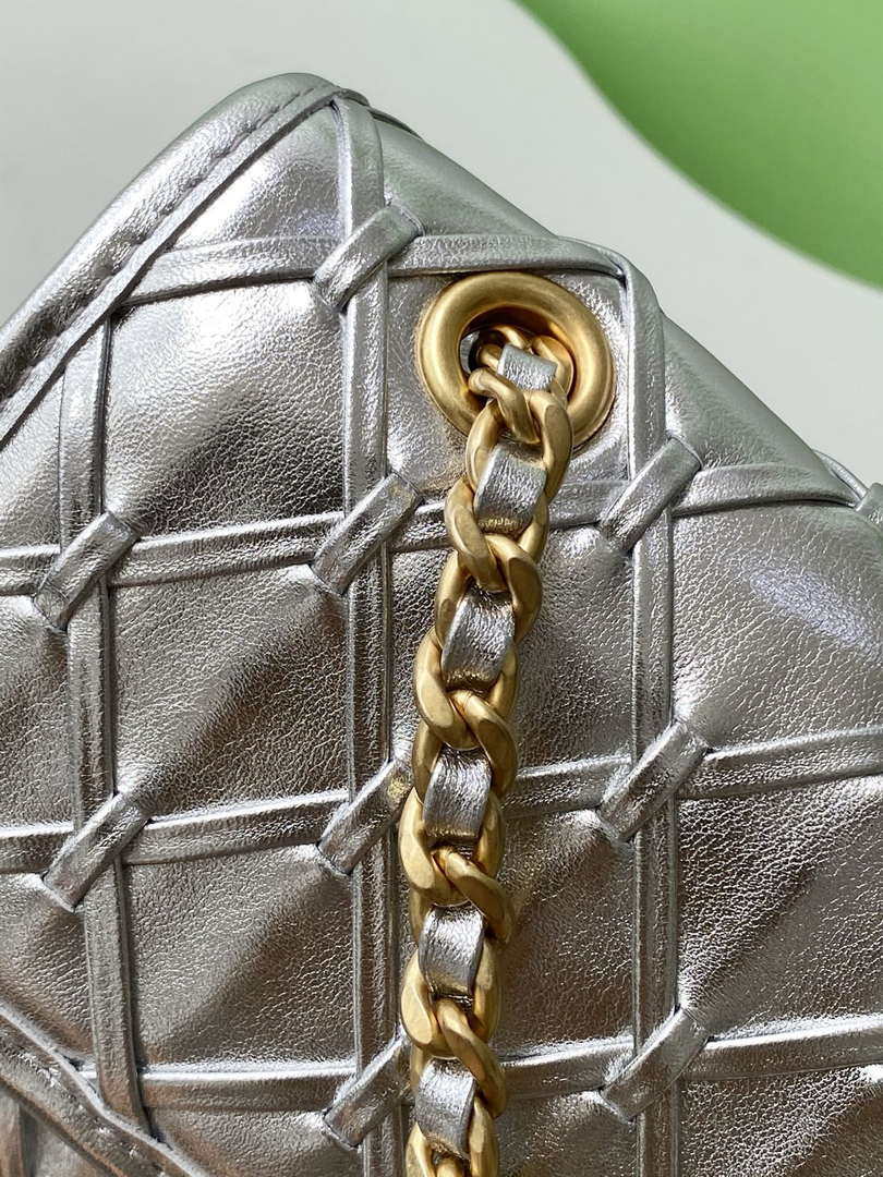Chanel 25C Flap Bag Metallized Braided Calfskin & Gold-Tone AS4795 Silver