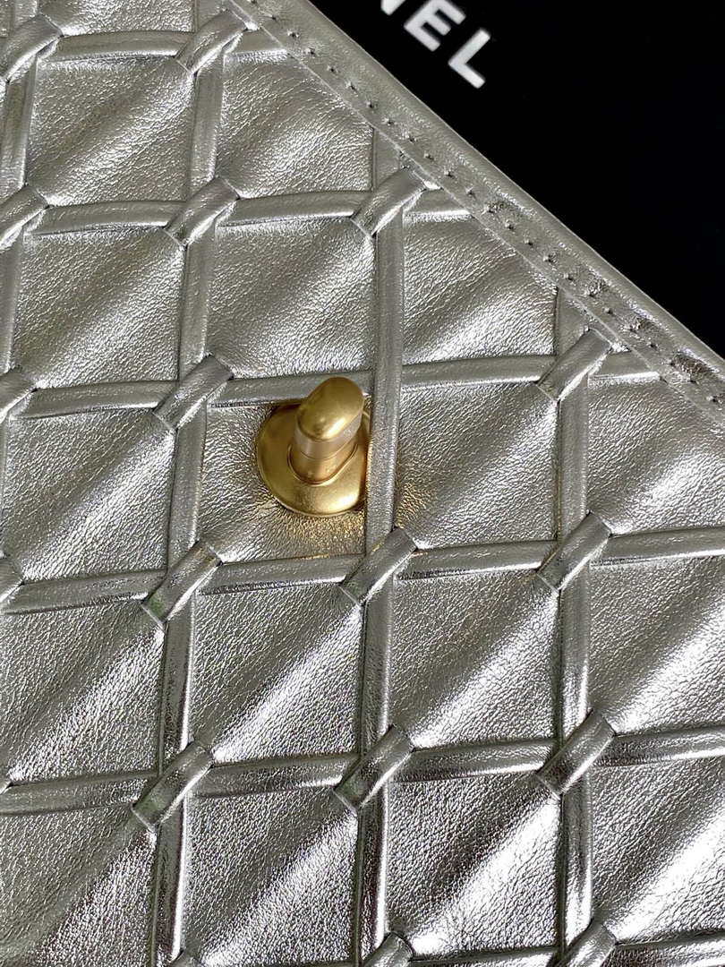 Chanel 25C Flap Bag Metallized Braided Calfskin & Gold-Tone AS4795 Silver - Default Title - View 7