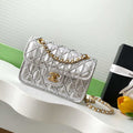 Chanel 25C Mini Flap Bag Metallized Braided Calfskin & Gold-Tone AS4797 Silver - Default Title - View 1