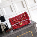 Chanel 25C Mini Flap bag Tweed and gold metallic 23CM A01117 Red