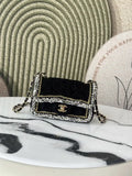 Chanel 25C Mini Flap bag Tweed and gold metallic A69900 Black