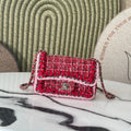 Chanel 25C Mini Flap bag Tweed and gold metallic A69900 Red