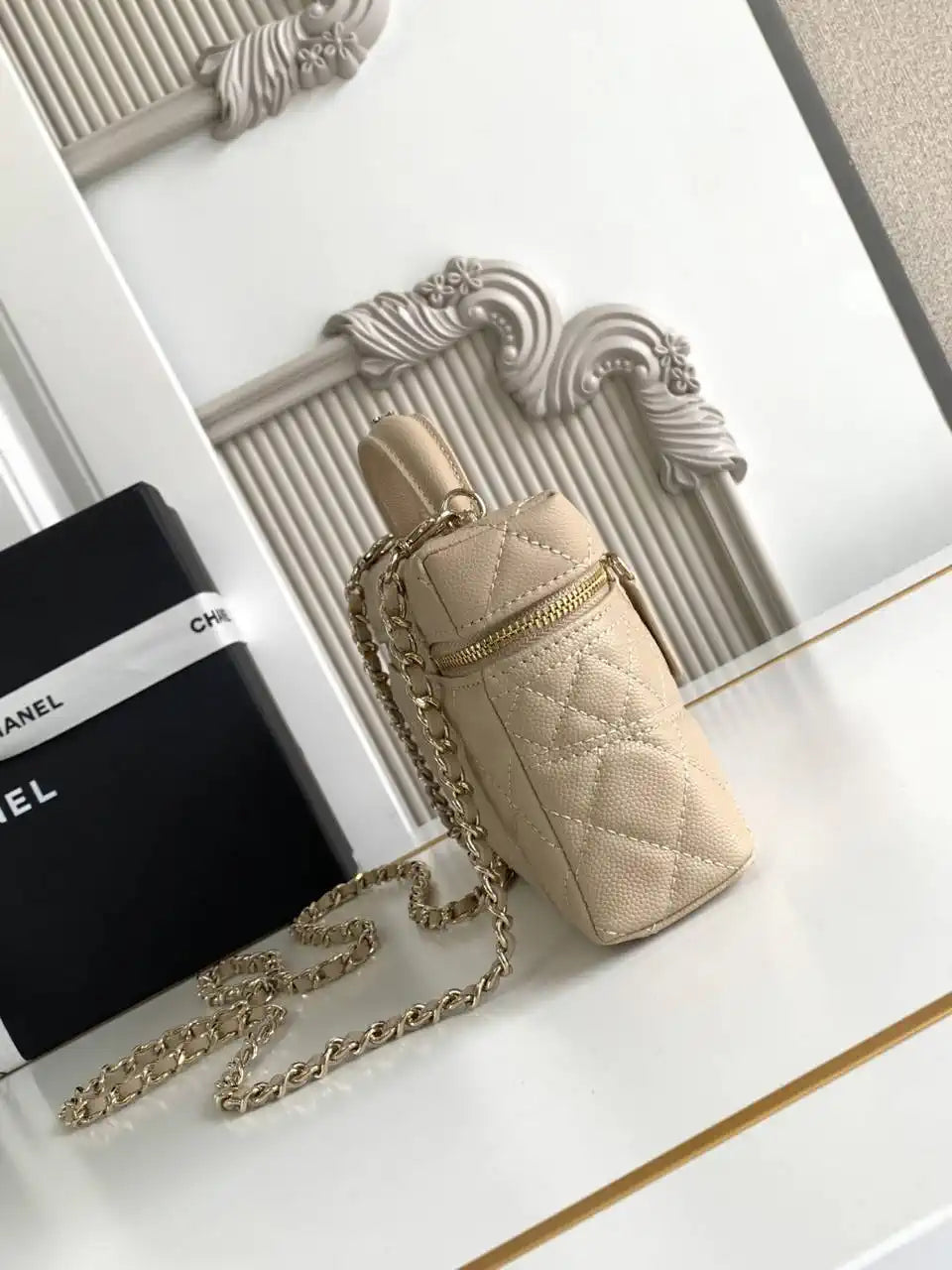 Chanel 25C Vanity with Chain Grained Calfskin AP4407 Apricot