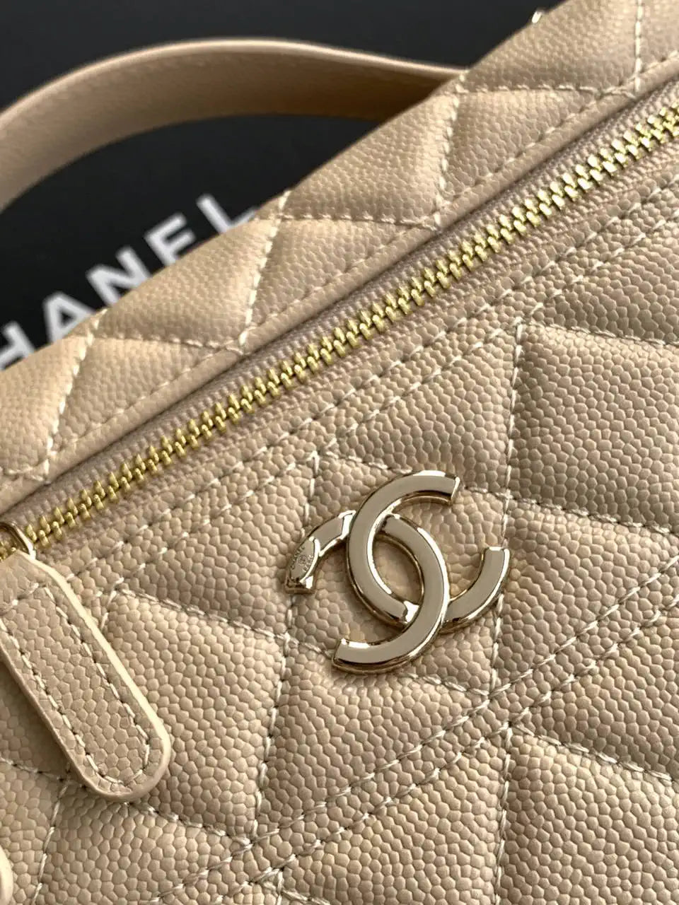 Chanel 25C Vanity with Chain Grained Calfskin AP4407 Apricot