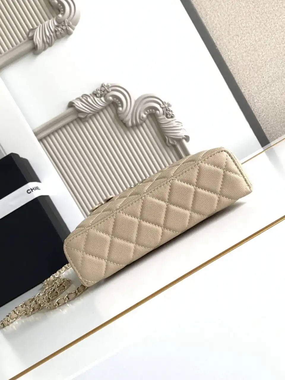 Chanel 25C Vanity with Chain Grained Calfskin AP4407 Apricot
