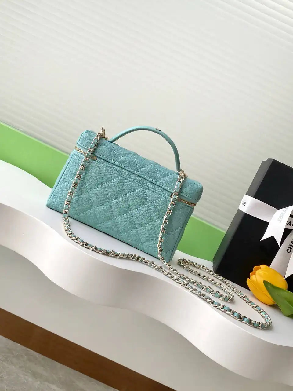 Chanel 25C Vanity with Chain Grained Calfskin AP4407 Blue