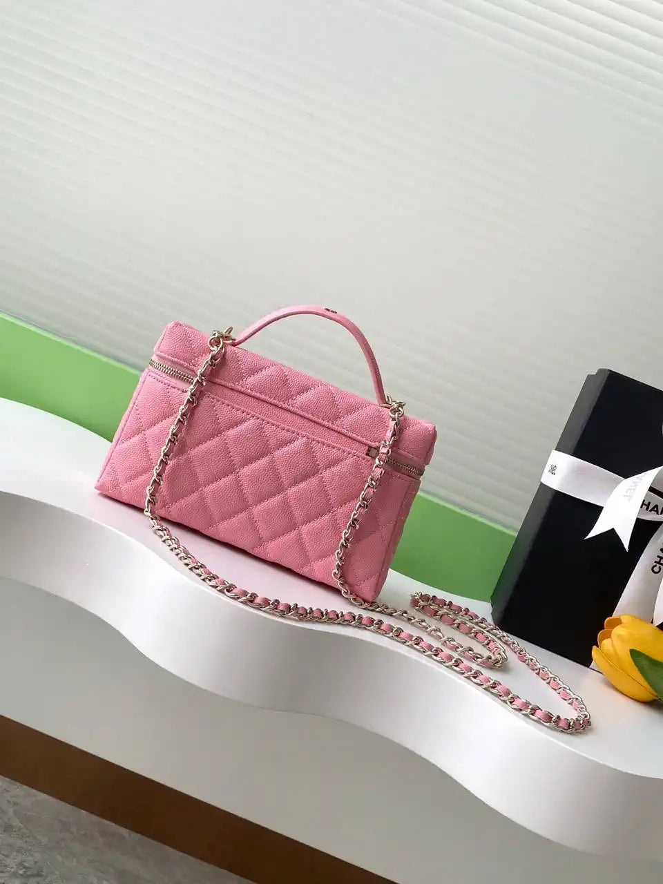 Chanel 25C Vanity with Chain Grained Calfskin AP4407 Pink
