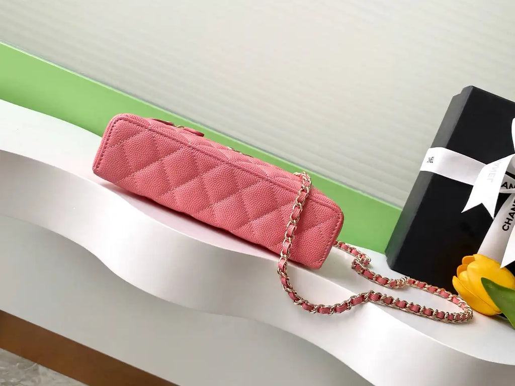 Chanel 25C Vanity with Chain Grained Calfskin AP4407 Rose Red