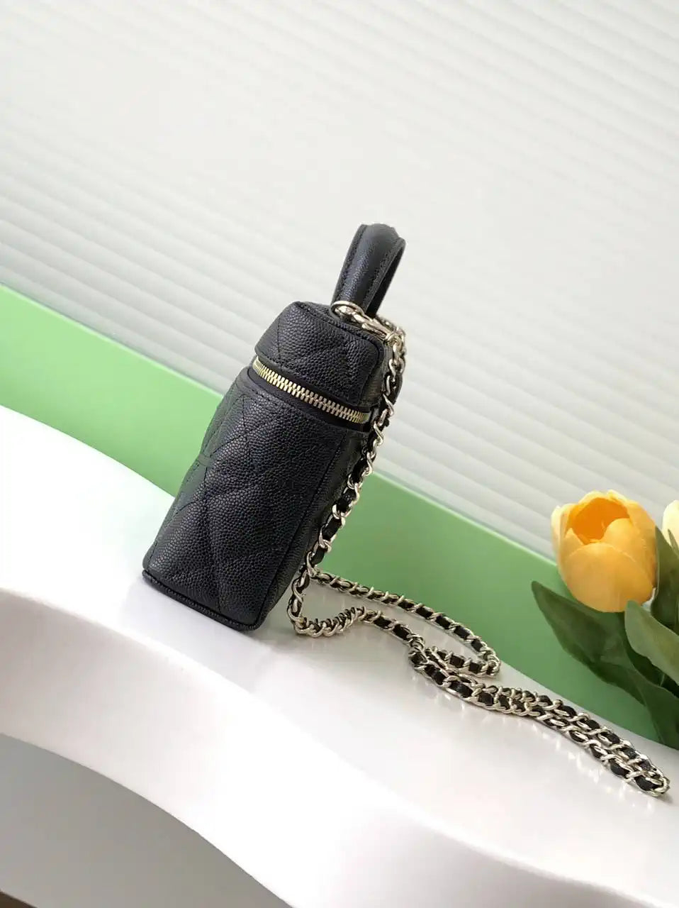 Chanel 25C Vanity with Chain Grained Calfskin AP4407 Black