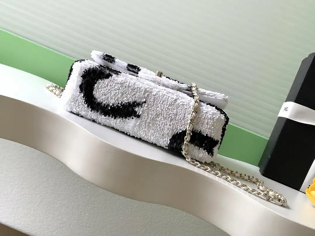 Chanel 25K Evening Butterfly White sequin mini AS4561 Lambskin Bag