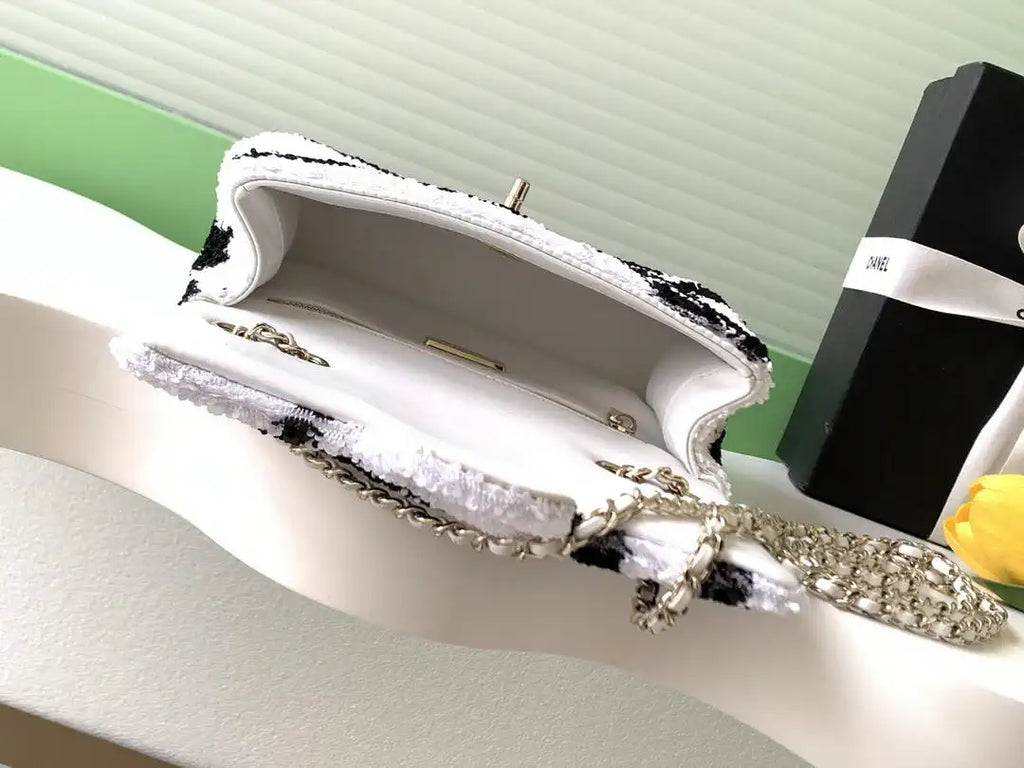 Chanel 25K Evening Butterfly White sequin mini AS4561 Lambskin Bag