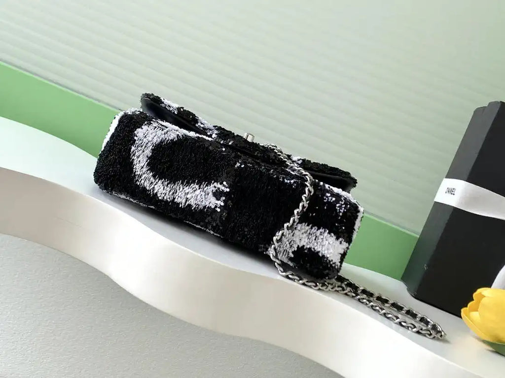 Chanel 25K Evening Butterfly Black sequin mini AS4561 Lambskin Bag