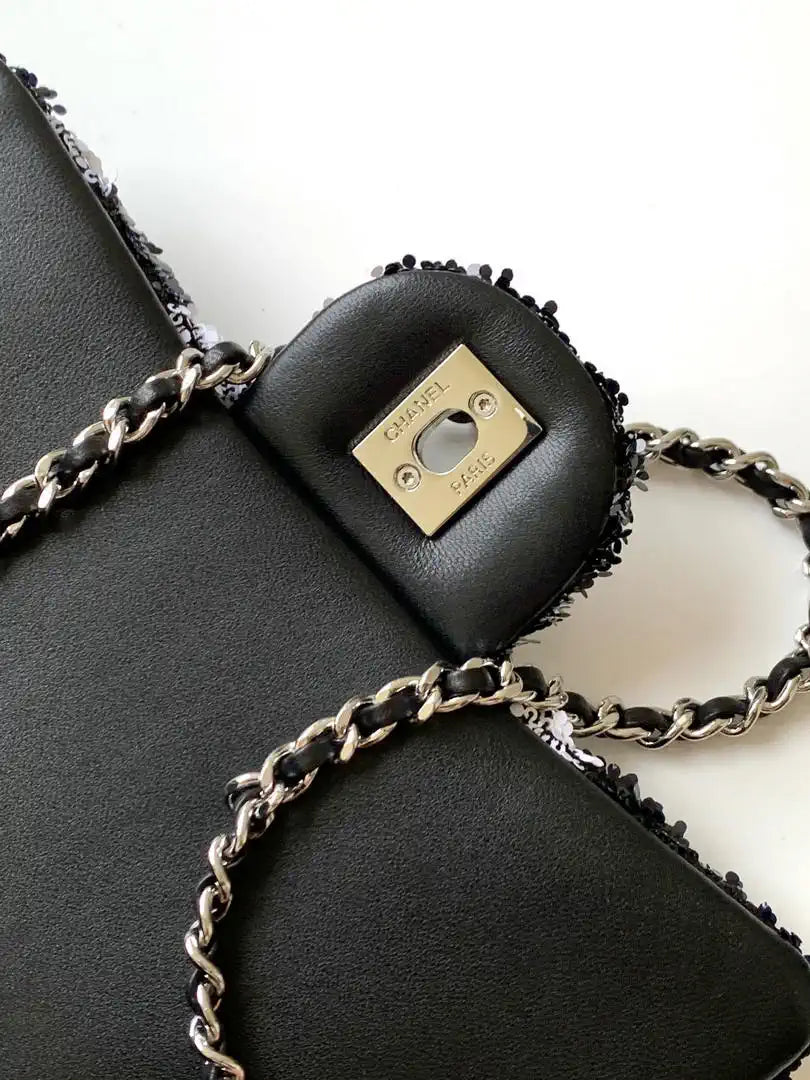 Chanel 25K Evening Butterfly Black sequin mini AS4561 Lambskin Bag