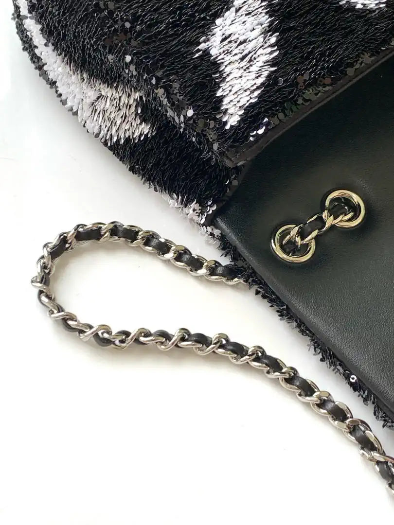 Chanel 25K Evening Butterfly Black sequin mini AS4561 Lambskin Bag