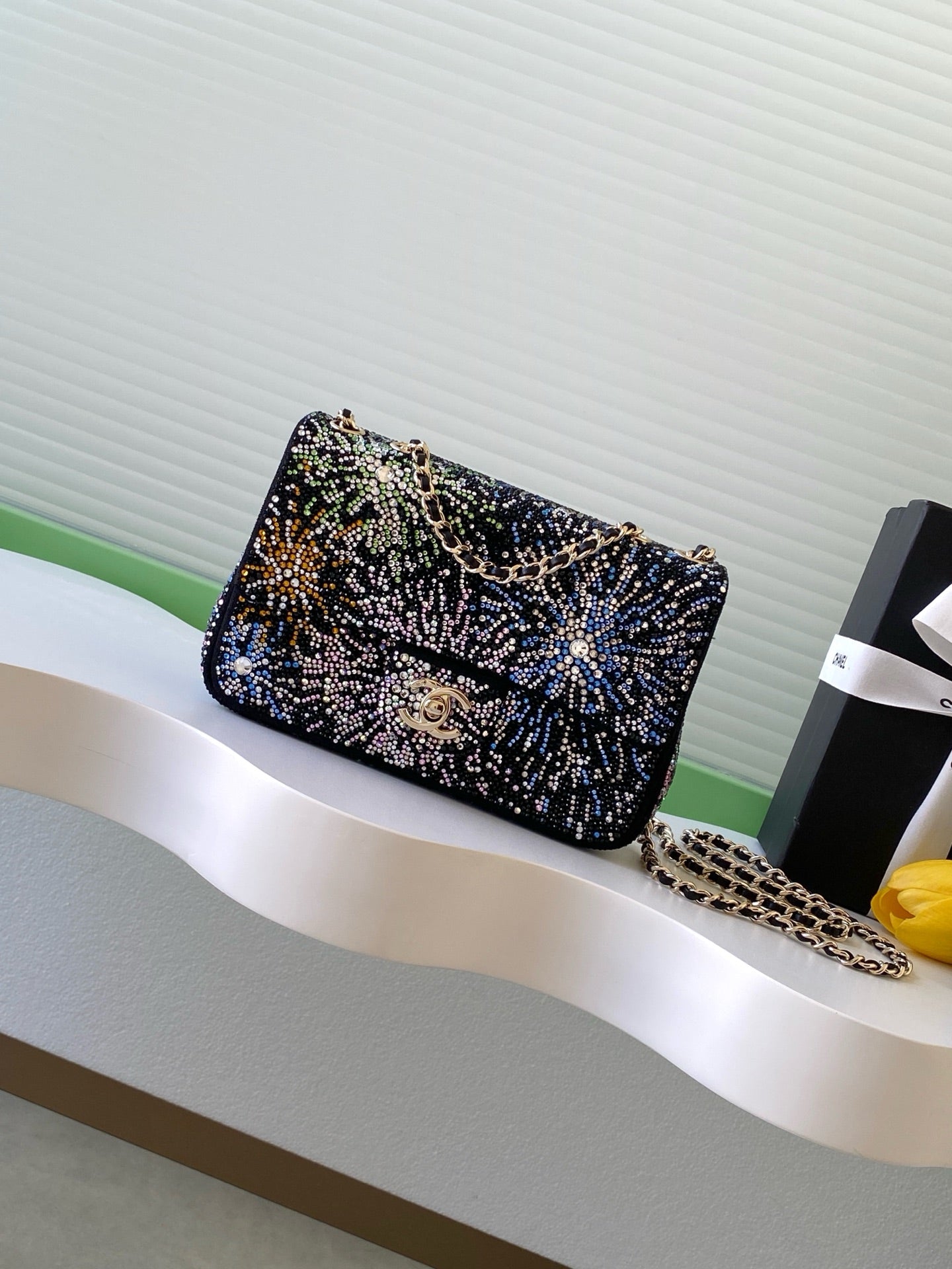 Chanel 25N AS4297 Evening Bag Strass & Gold-Tone Metal  Black & Multicolor Lambskin
