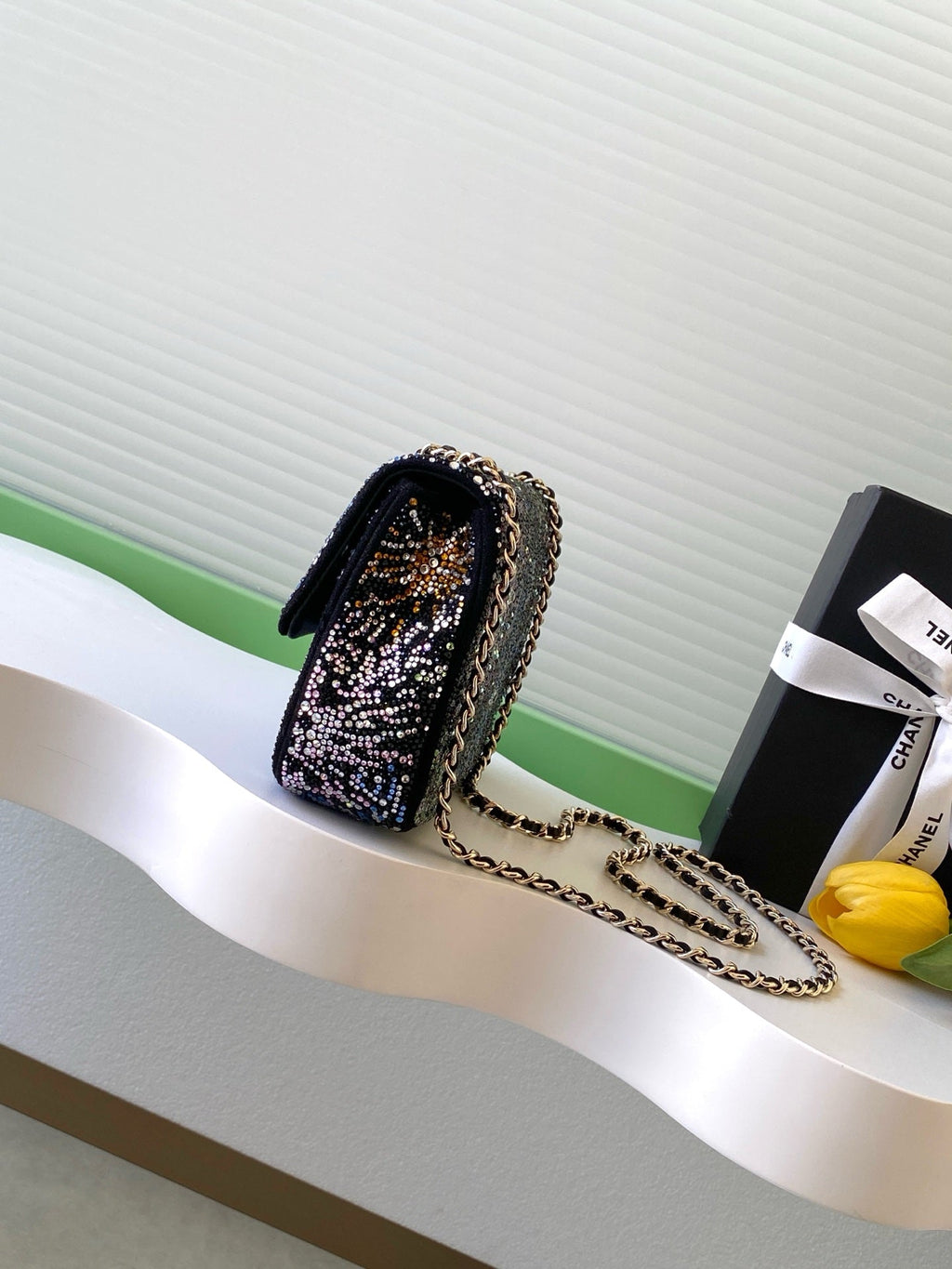 Chanel 25N AS4297 Evening Bag Strass & Gold-Tone Metal  Black & Multicolor Lambskin