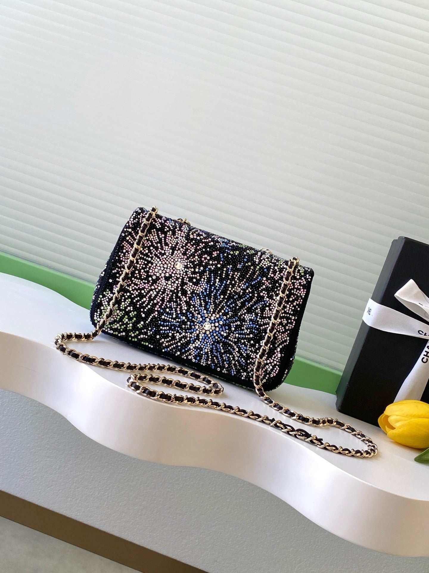 Chanel 25N AS4297 Evening Bag Strass & Gold-Tone Metal  Black & Multicolor Lambskin