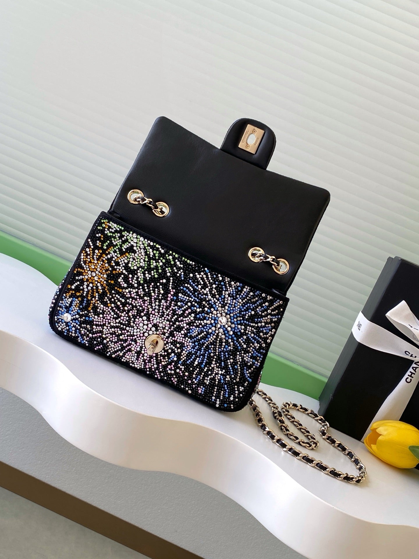 Chanel 25N AS4297 Evening Bag Strass & Gold-Tone Metal  Black & Multicolor Lambskin
