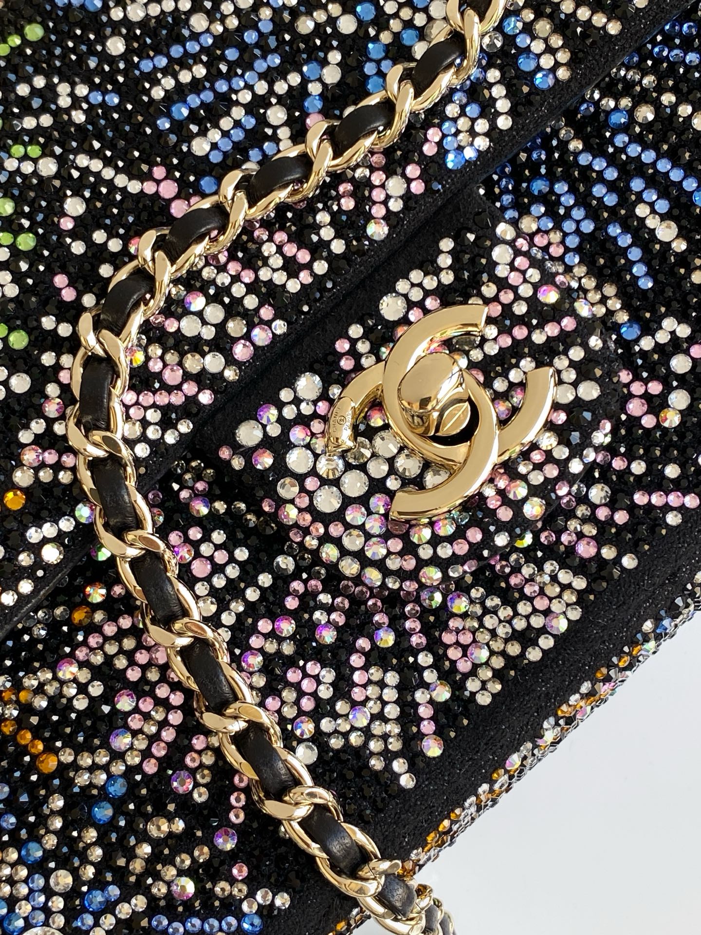 Chanel 25N AS4297 Evening Bag Strass & Gold-Tone Metal  Black & Multicolor Lambskin
