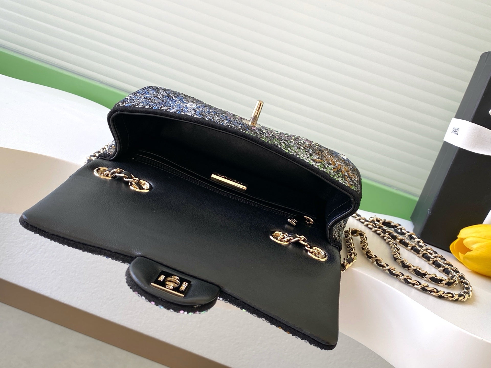 Chanel 25N AS4297 Evening Bag Strass & Gold-Tone Metal  Black & Multicolor Lambskin