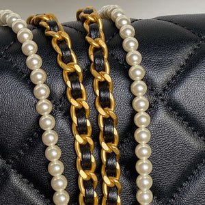 Chanel 25P AS5352  Mini Flap Bag Shiny Lambskin  Imitation Pearls & Gold-Tone Metal Black - Default Title - View 5