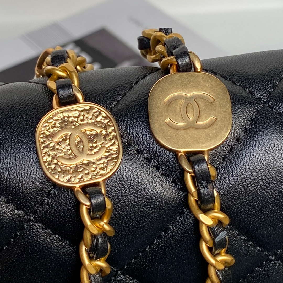 Chanel 25P AS5352  Mini Flap Bag Shiny Lambskin  Imitation Pearls & Gold-Tone Metal Black - Default Title - View 7