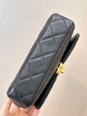 Chanel 25P AS5352  Mini Flap Bag Shiny Lambskin  Imitation Pearls & Gold-Tone Metal Black - Default Title - View 15