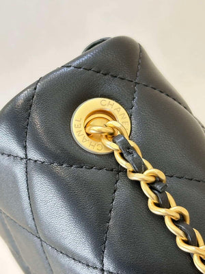 Chanel 25P AS5352  Mini Flap Bag Shiny Lambskin  Imitation Pearls & Gold-Tone Metal Black - Default Title - View 17