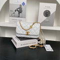 Chanel 25P AS5352  Mini Flap Bag Shiny Lambskin  Imitation Pearls & Gold-Tone Metal White - Default Title - View 1