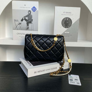 Chanel 25P AS5353 Flap Bag Shiny Lambskin  Imitation Pearls & Gold-Tone Metal Black - Default Title - View 2