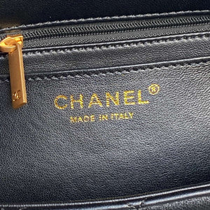 Chanel 25P AS5353 Flap Bag Shiny Lambskin  Imitation Pearls & Gold-Tone Metal Black - Default Title - View 9