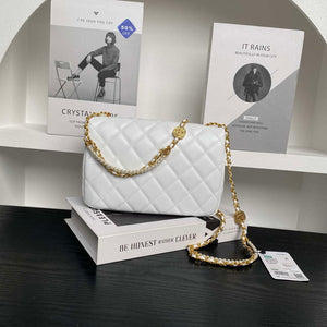 Chanel 25P AS5353 Flap Bag Shiny Lambskin  Imitation Pearls & Gold-Tone Metal White - Default Title - View 2