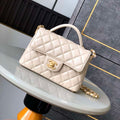 Chanel 25P AS5355 Small Flap Bag With Top Handle Apricot Lambskin - Default Title - View 1
