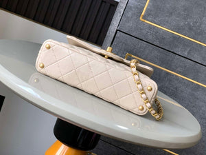 Chanel 25P AS5355 Small Flap Bag With Top Handle Apricot Lambskin - Default Title - View 4