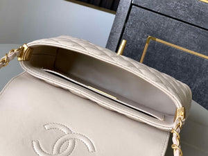Chanel 25P AS5355 Small Flap Bag With Top Handle Apricot Lambskin - Default Title - View 8