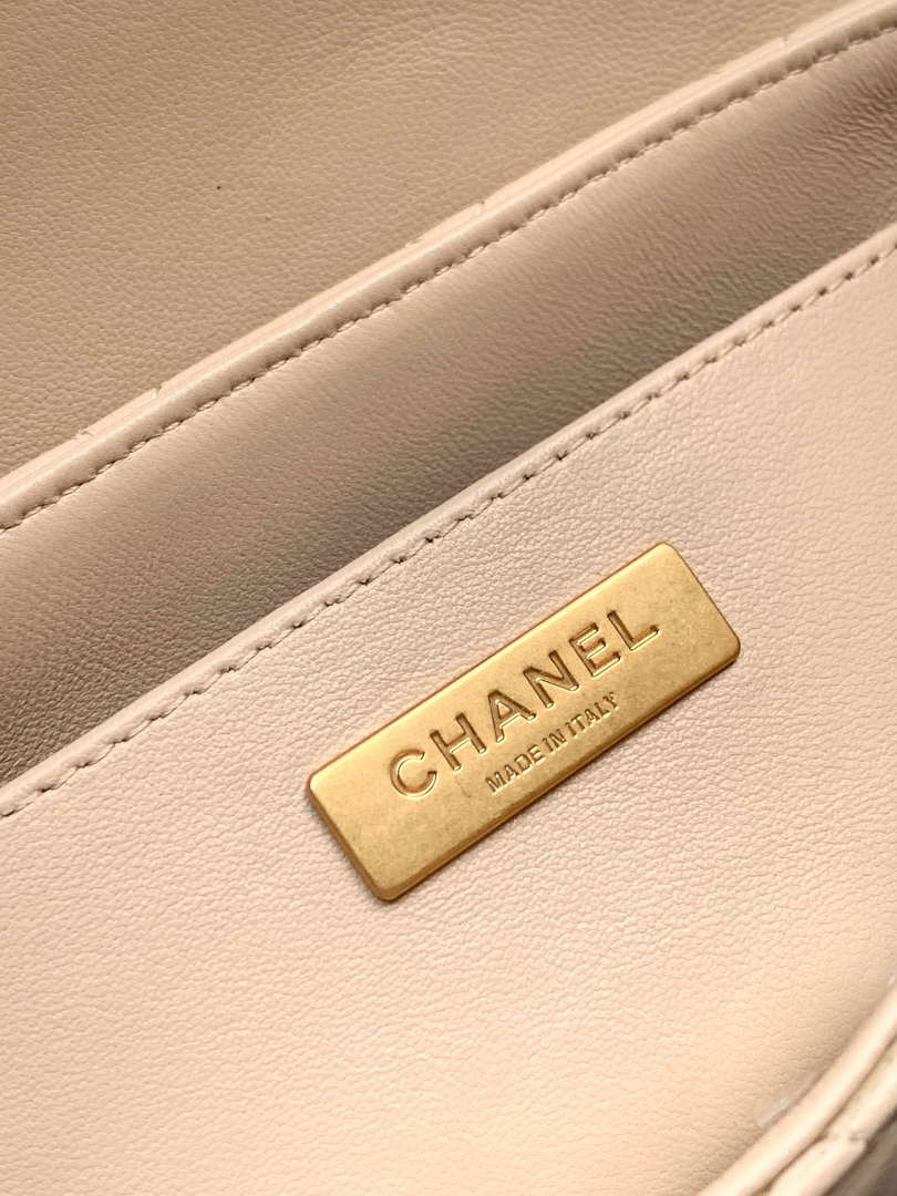 Chanel 25P AS5355 Small Flap Bag With Top Handle Apricot Lambskin