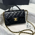 Chanel 25P AS5355 Small Flap Bag With Top Handle Black Lambskin - Default Title - View 1
