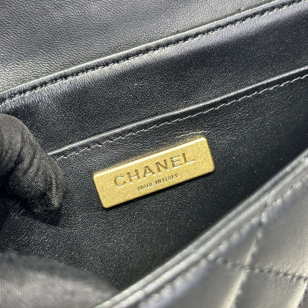Chanel 25P AS5355 Small Flap Bag With Top Handle Black Lambskin - Default Title - View 8